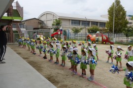 運動会の練習の様子（３歳児たんぽぽ組）